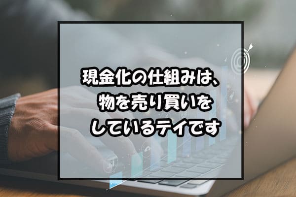 現金化の仕組みは、物を売り買いをしているテイです